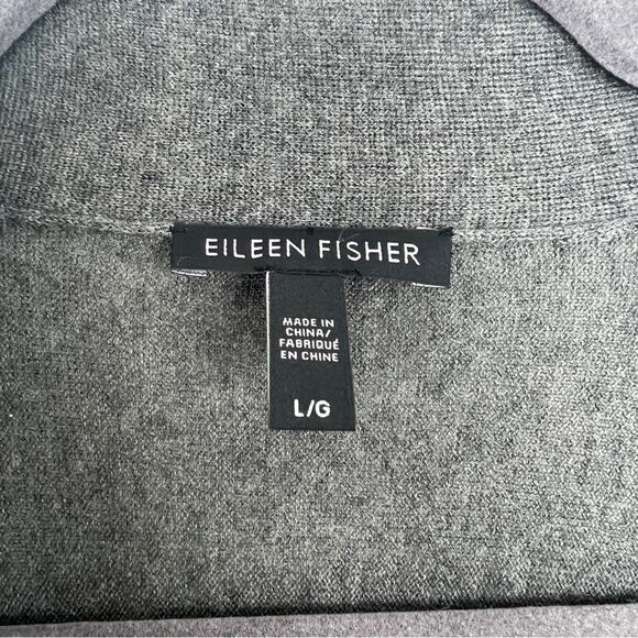 Eileen Fisher | Alpaca Merino Wool Tencel Open Front Gray Lightweight Cardigan L - Picture 5 of 7